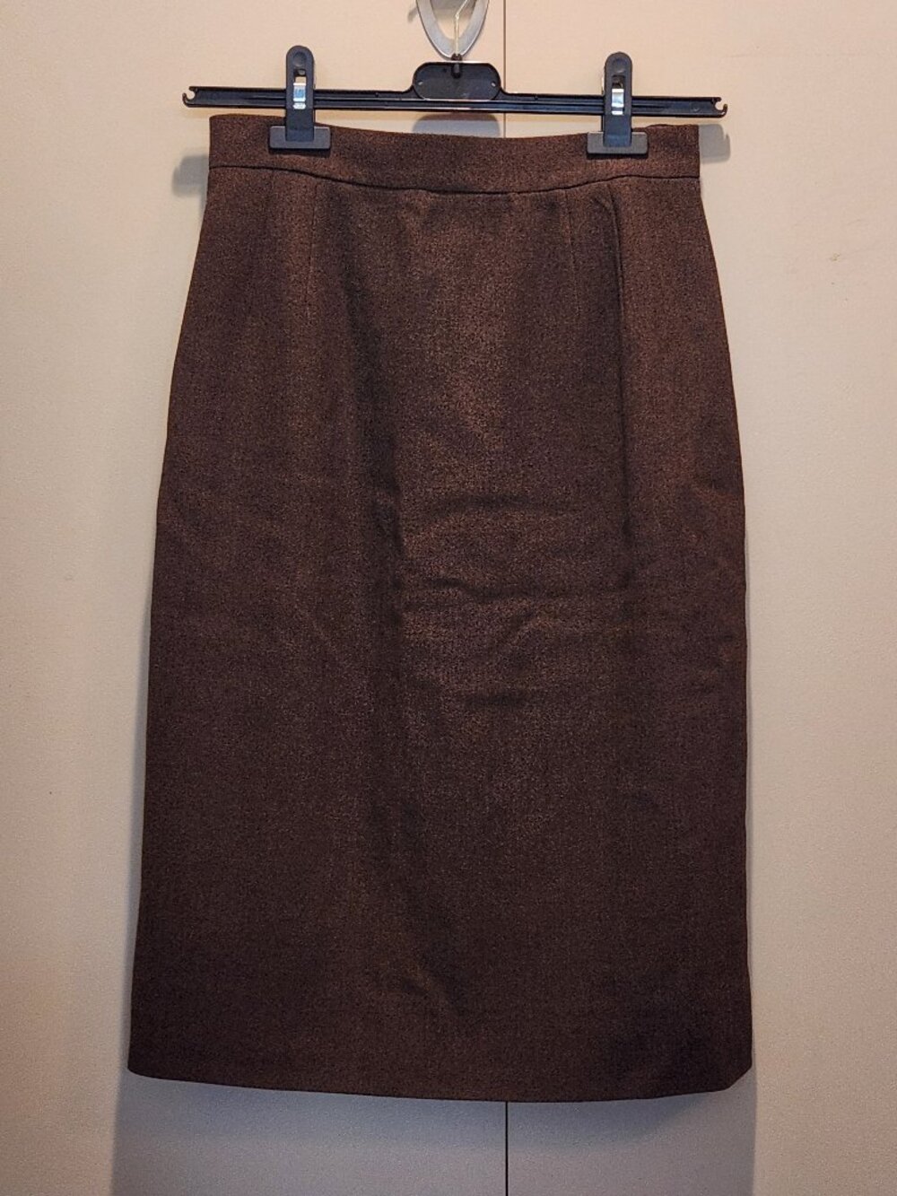VTG Emanuel Ungaro Parallèle Brown Wool Pencil Midi Skirt Made in Italy 26"